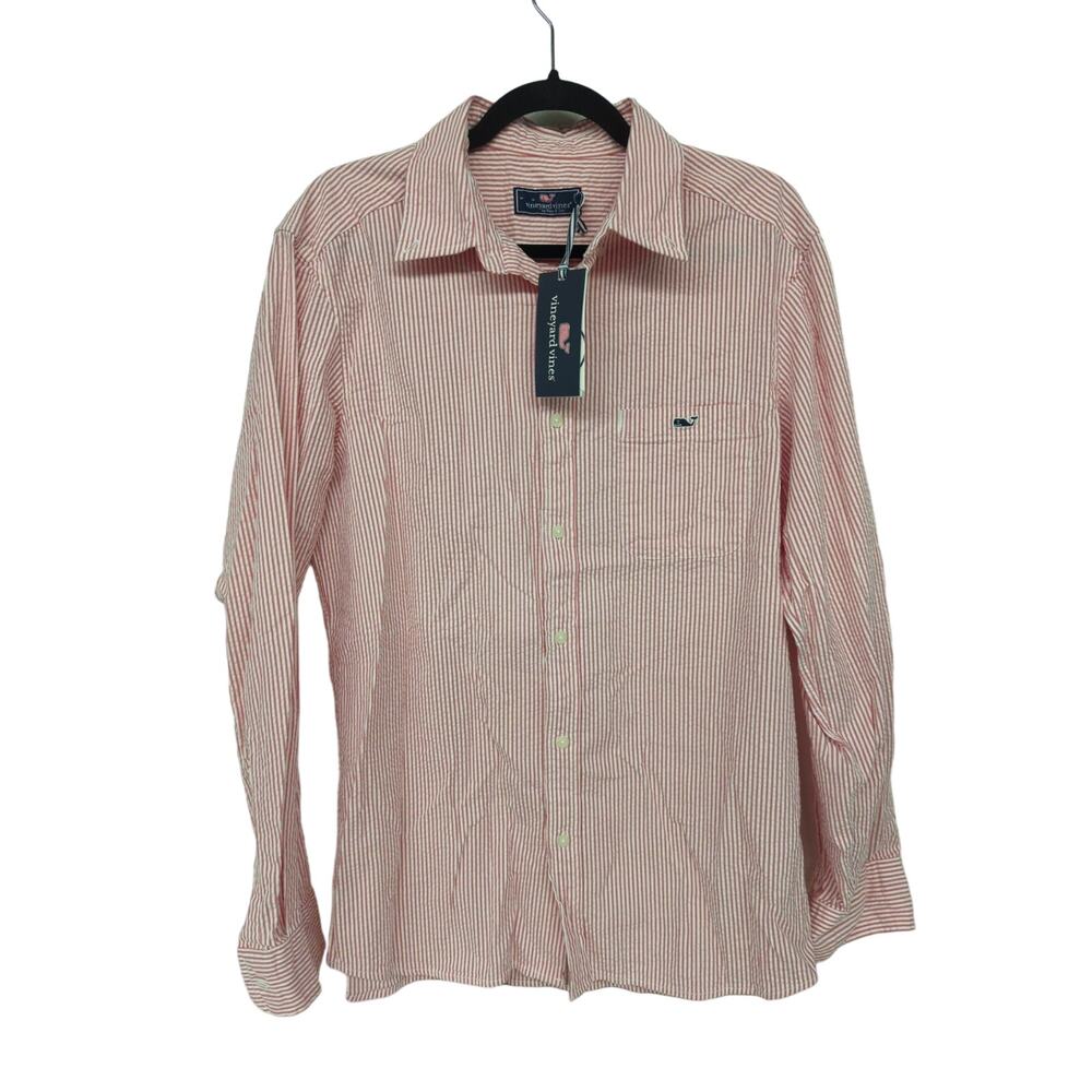 Nwt vineyard vines classic fit stripe stretch seersucker sailors red szM medium